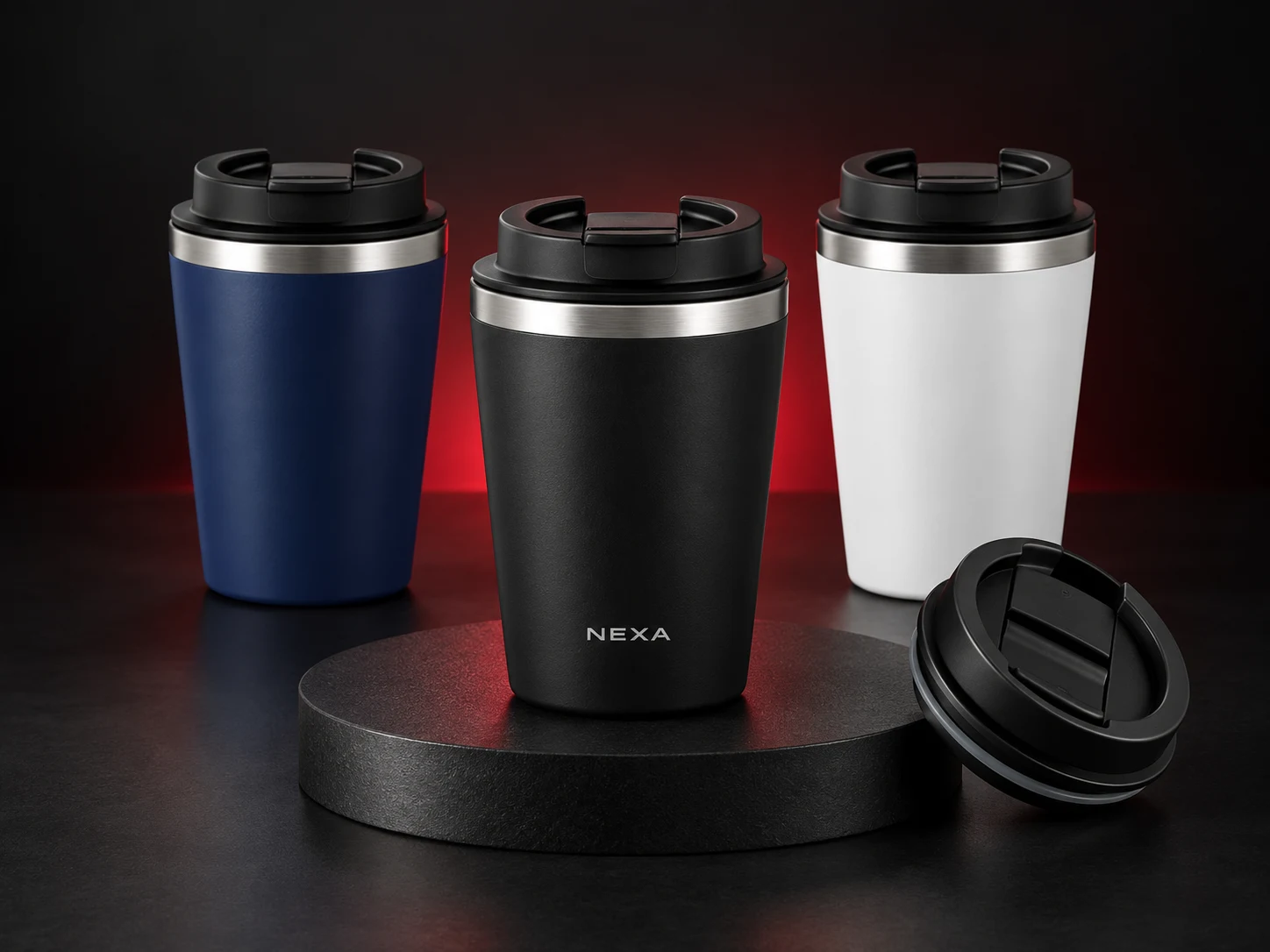 Vaso térmico personalizado con logo de empresa, producción de FOCUS+