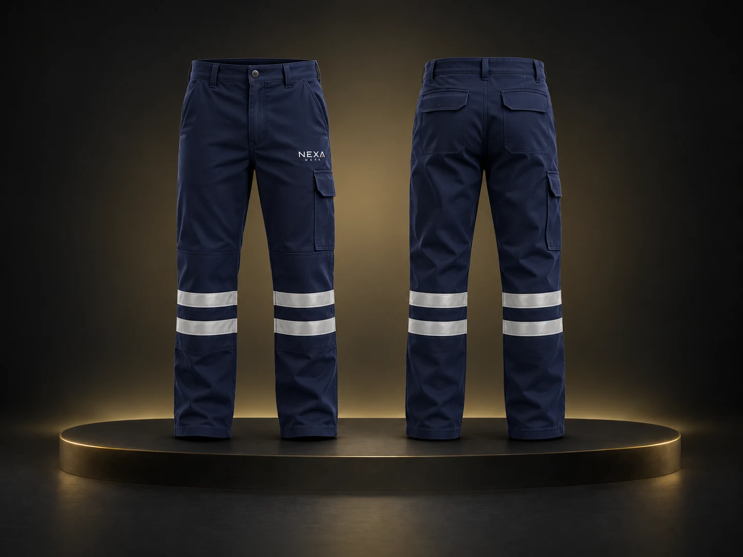 Pantalón cargo con refractario personalizado con logo de empresa, producción de FOCUS+