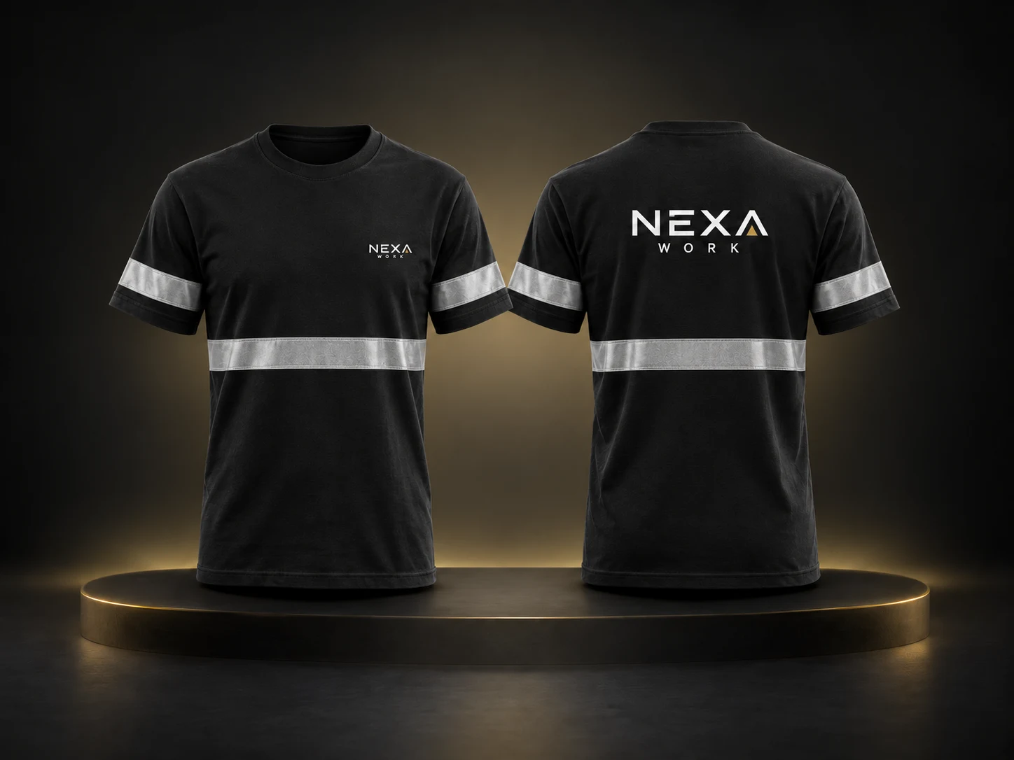 Remera manga corta de algodón peinado con refractario personalizada con logo de empresa, producción de FOCUS+
