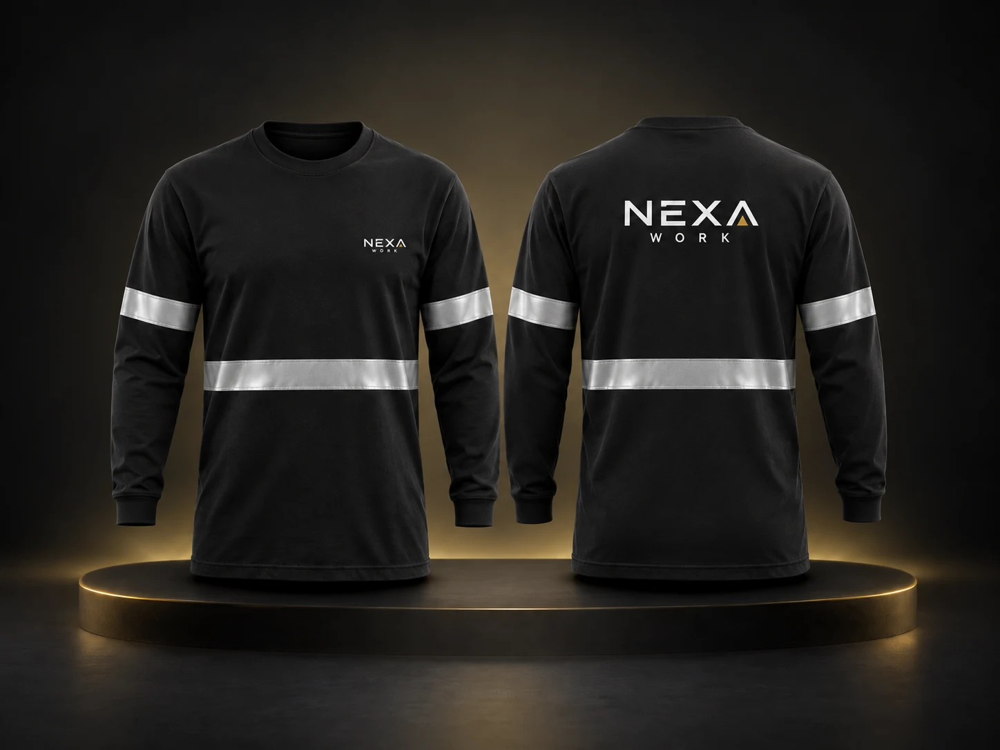 Remera manga larga con refractario personalizada con logo de empresa, producción de FOCUS+